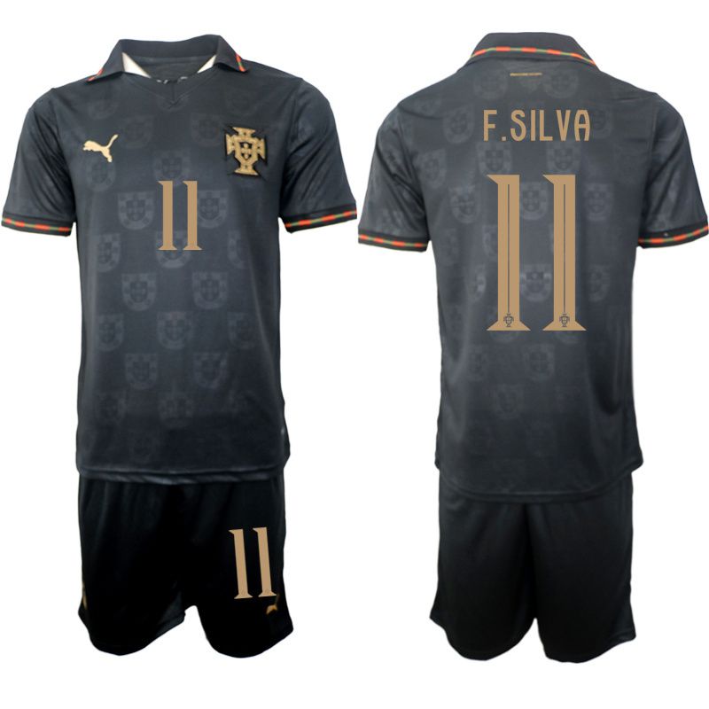 Men 2026 World Cup National Team Portugal away Black #11 Soccer Jersey
